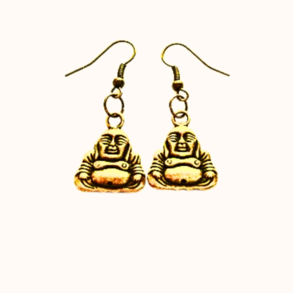 BUDDHA CHARM EARRINGS (SILVER OR GOLDTONE)
